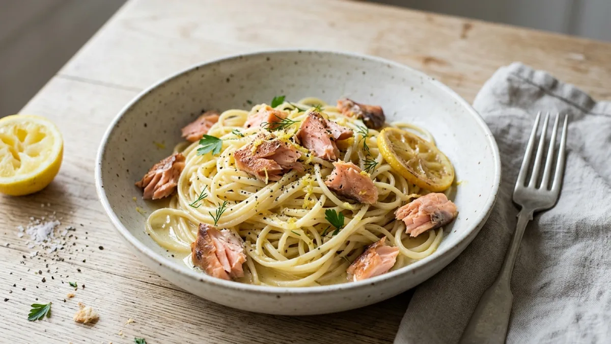 Pasta al Limone with Hot-Smoked Salmon